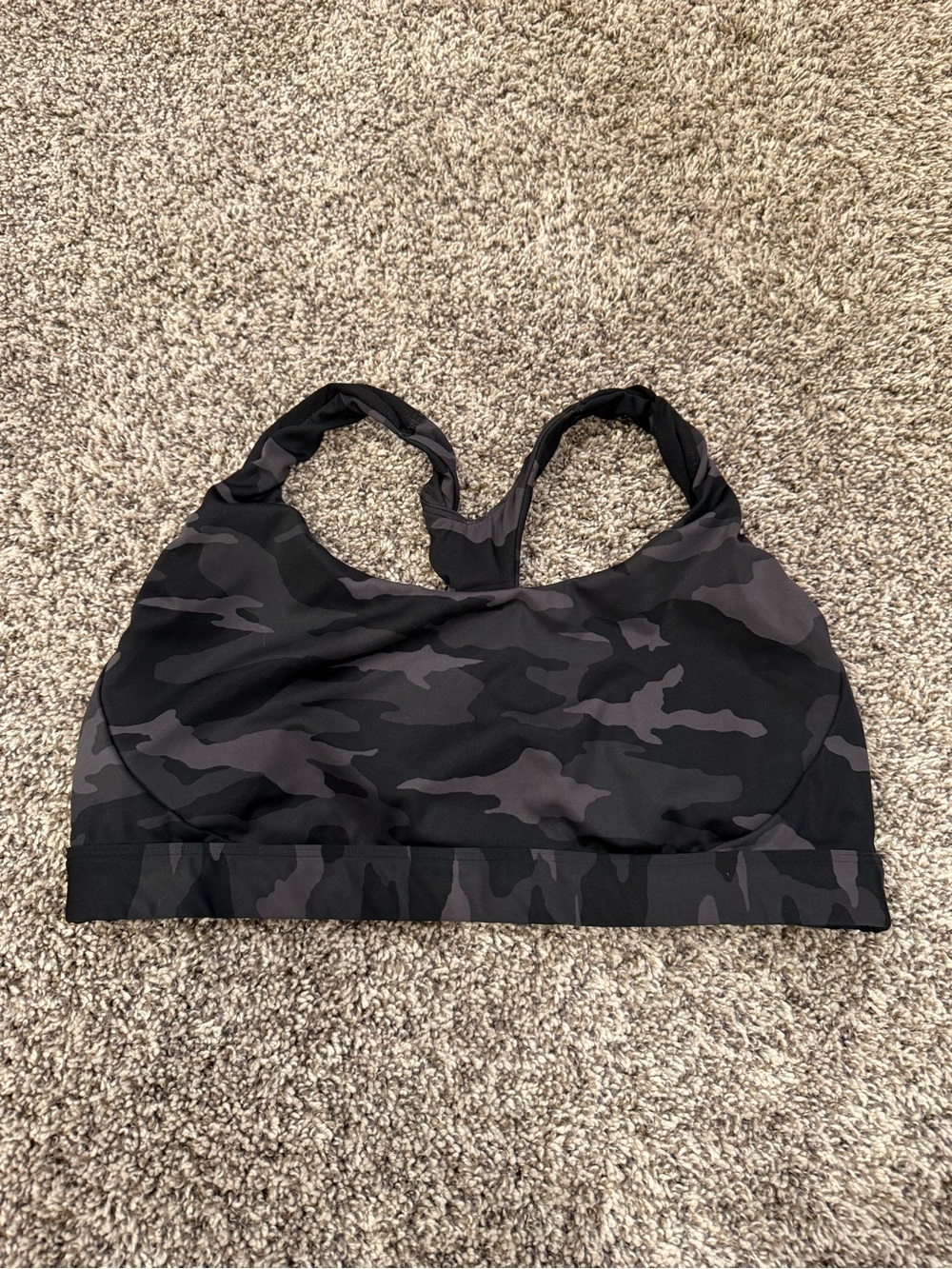 Athleta Black & Charcoal Camo Sports Bra